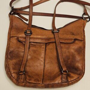 Vilenca Holland Brown Woven Leather Backpack/Shoulder Bag